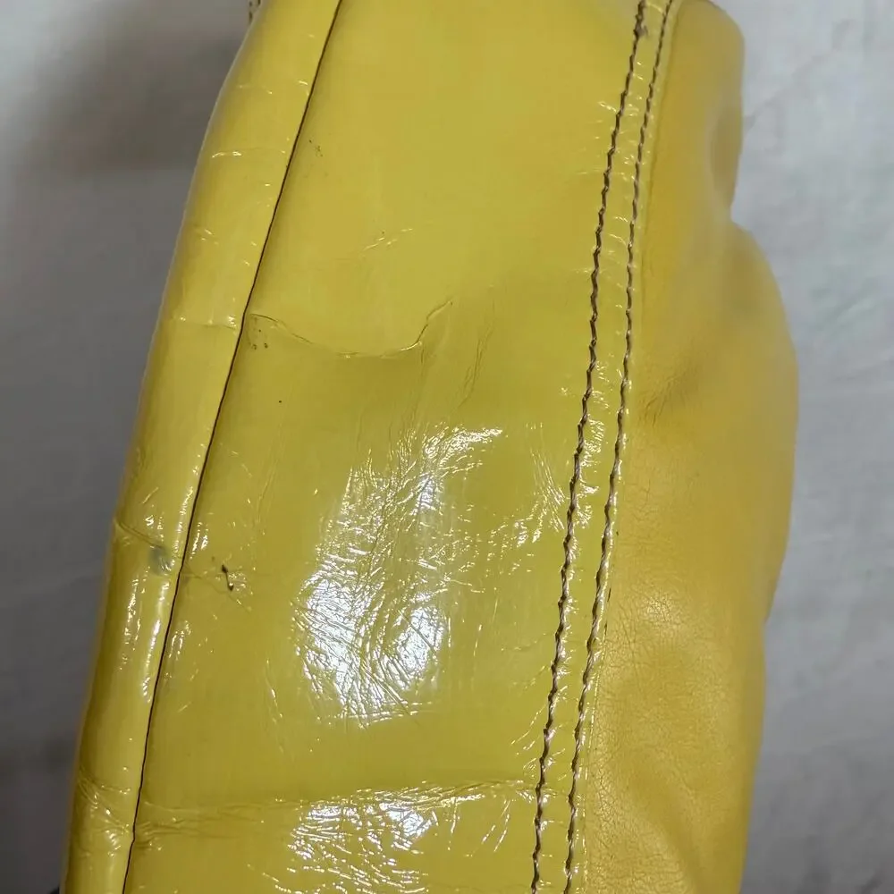 Nine & Co Yellow Handbag‎ Shoulder Bag Purse Faux Leather Retro Y2K Babydoll - Picture 8 of 12